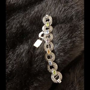 Marcasite silver & semi precious stone bracelet.